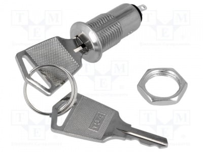 Превключвател с плосък ключ S-1091B-2 Превключвател: превключвател с ключалка; 2 позиции; O12mm; 90°
